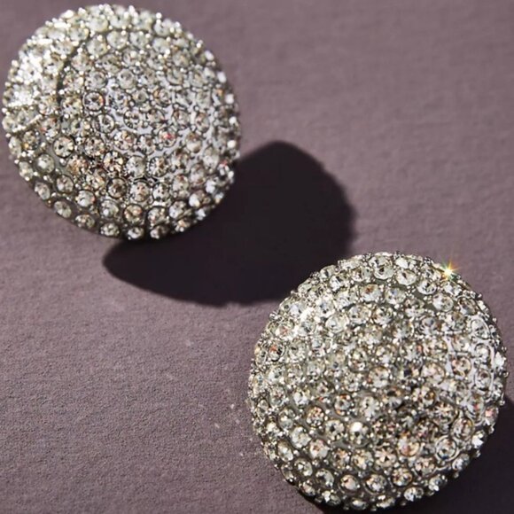 New! Anthropologie Silver Disco Ball Statement Earrings NWOT - Picture 2 of 4